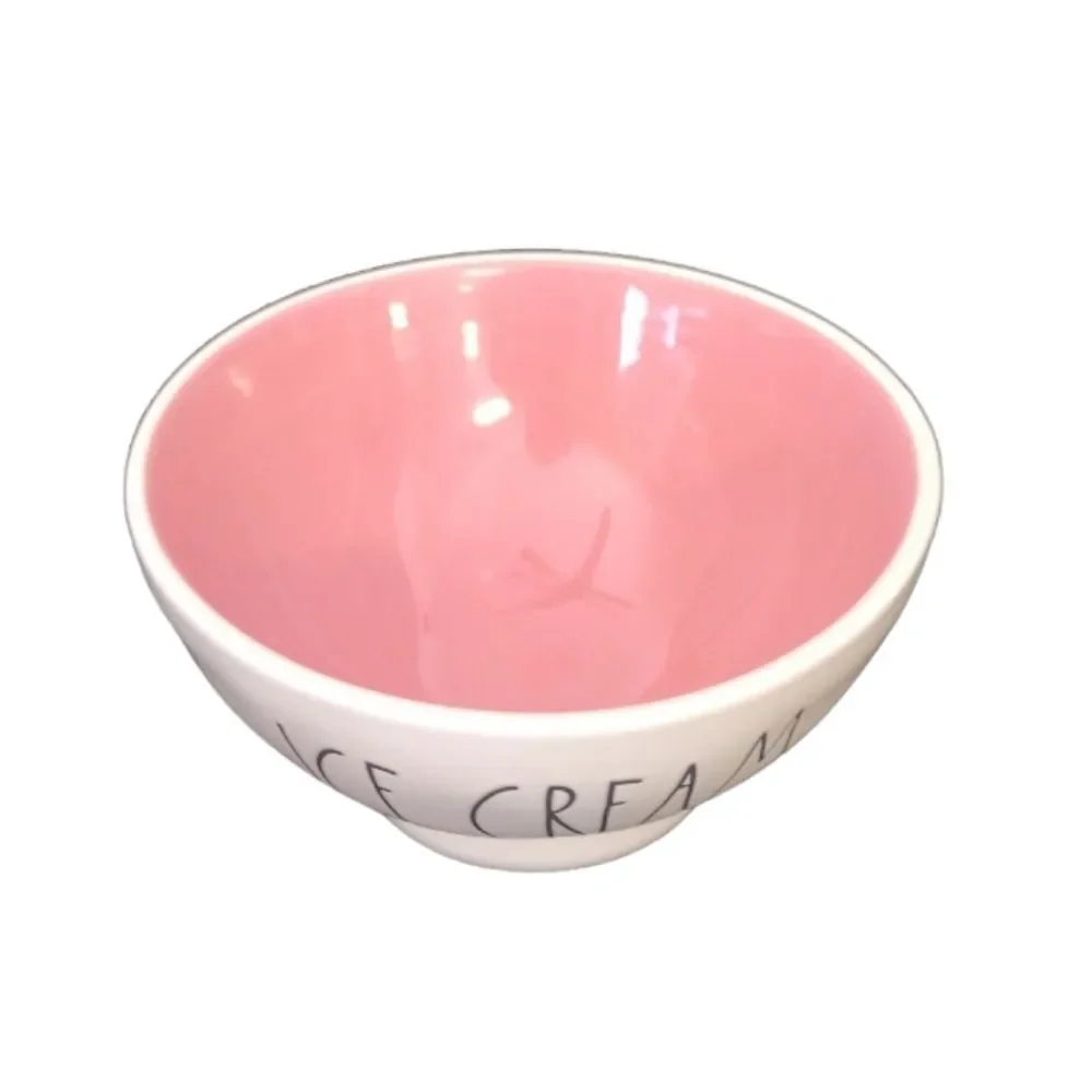 Rae Dunn Set of Two Orange Pink Ceramic‎ Ice Cream Bowls NWT